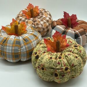 One Stuffed Fabric Pumpkin of Your Choice Fall Farmhouse Thanksgiving Decor